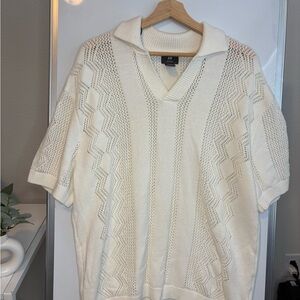 H&M Men's V-Neck Sweater in Cream